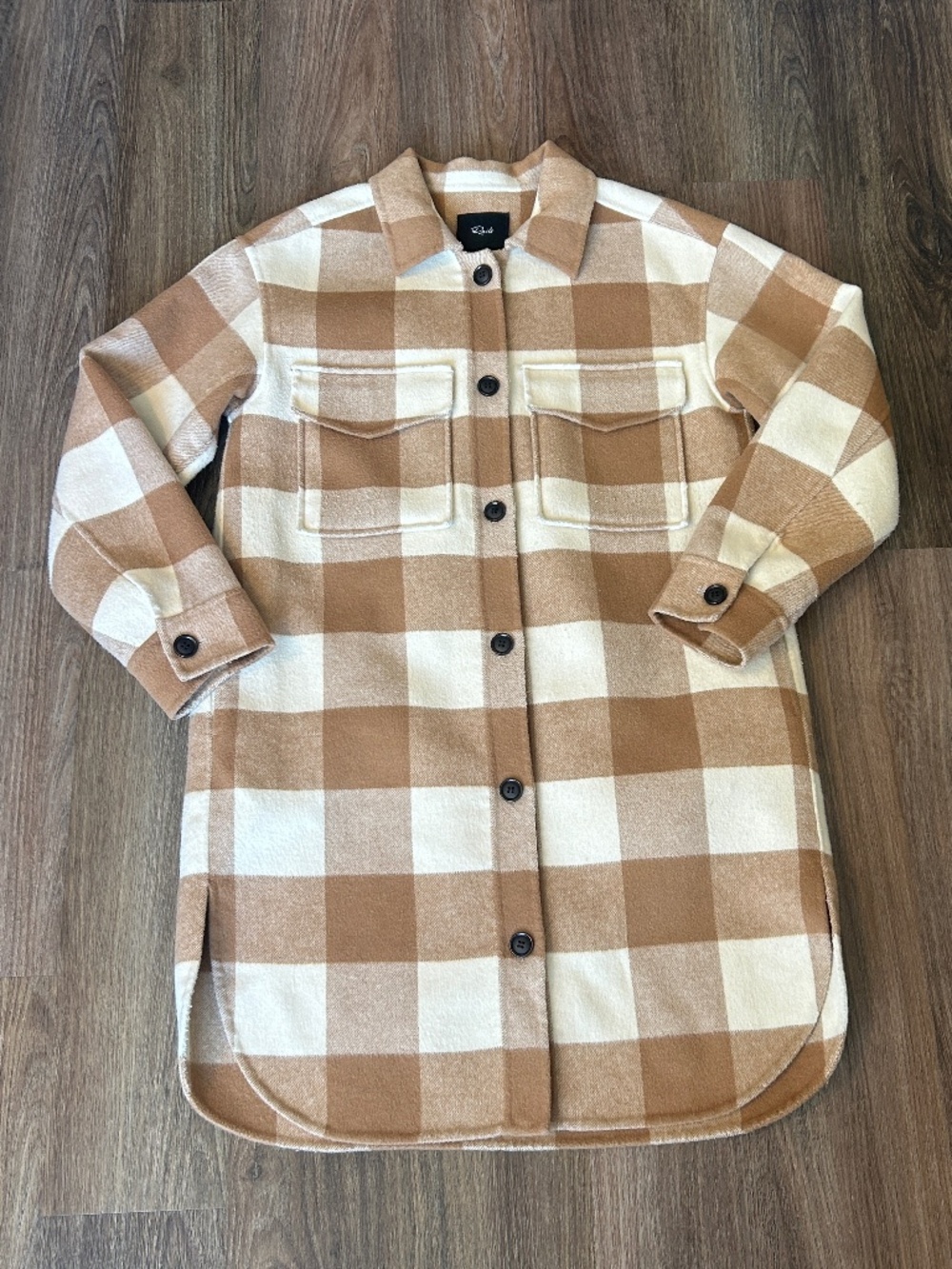 Rails Jaro Coat Ivory Camel Buffalo Check Wool Blend Size M